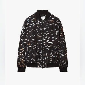 COS Atelier Feather Print Bomber Jacket Black Quilted Limited Edition Size Large